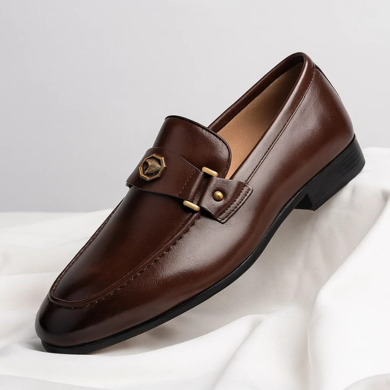 Simon | Metal-Trim Leather Loafers for Men