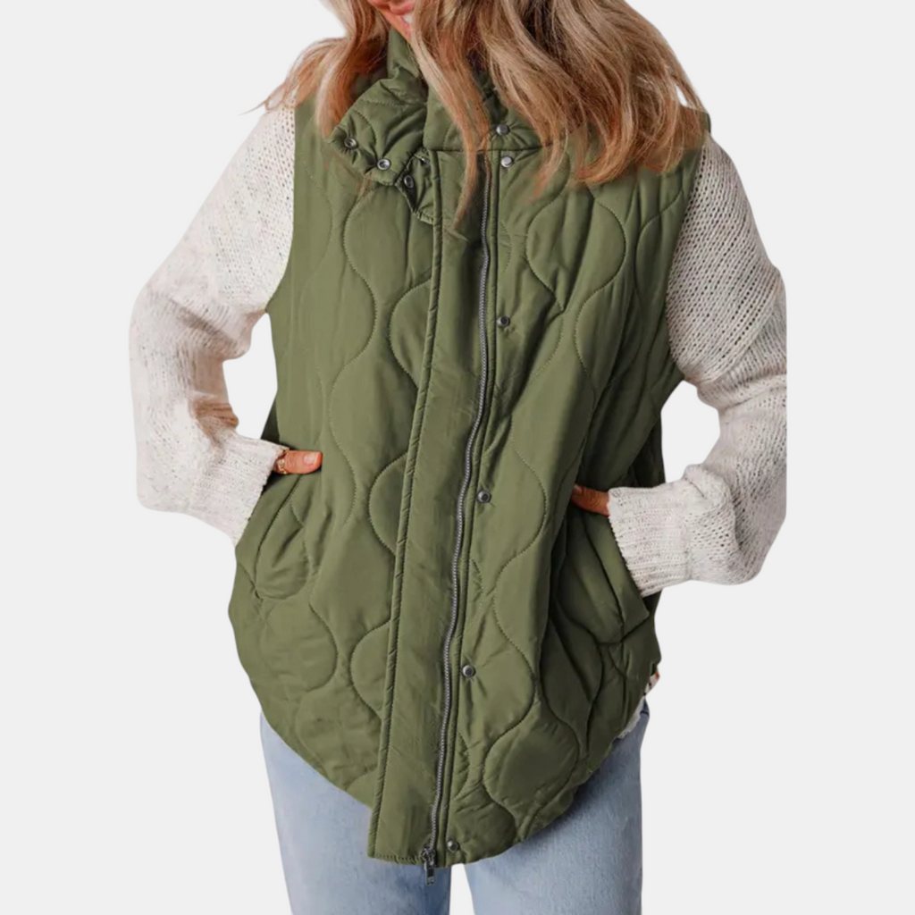 Nadira | Quilted Hooded Puffer Vest with Snap Pockets for Women