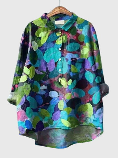 Valeria | Women's Floral V-Neck Long Sleeve Blouse – Work