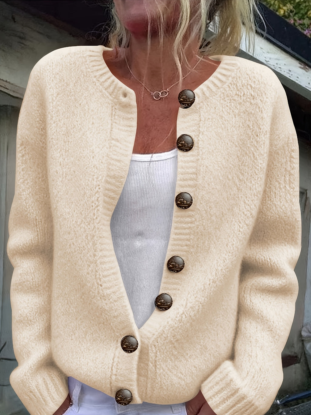 Caitlin | Ribbed Button-Front Knit Cardigan for Women