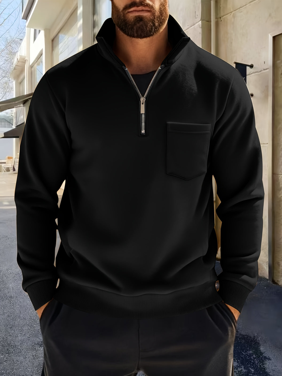 Rafael | Quarter Zip Sweater with Chest Pocket for Men