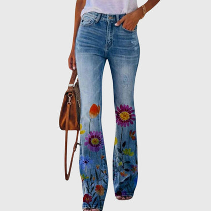 Pants | Women's Floral Wide Leg High-Waisted Trousers