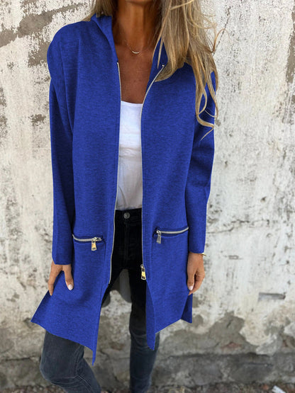 Nyvren | Hooded Zip-Up Longline Cardigan for Women