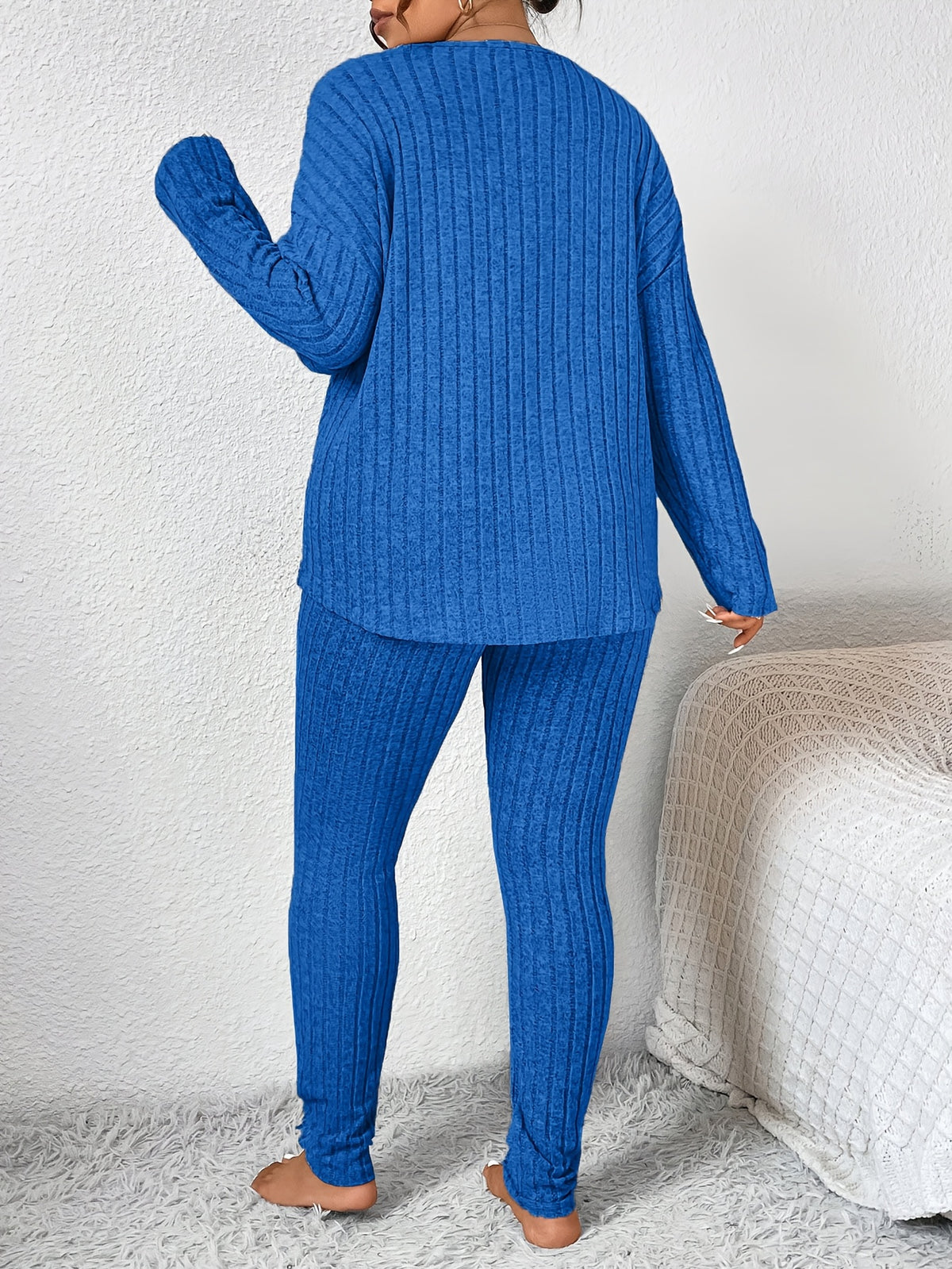 Gina | Ribbed Fleece Pajama Set with Long Sleeves for Women