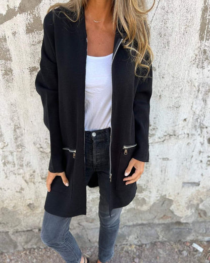 Nyvren | Hooded Zip-Up Longline Cardigan for Women