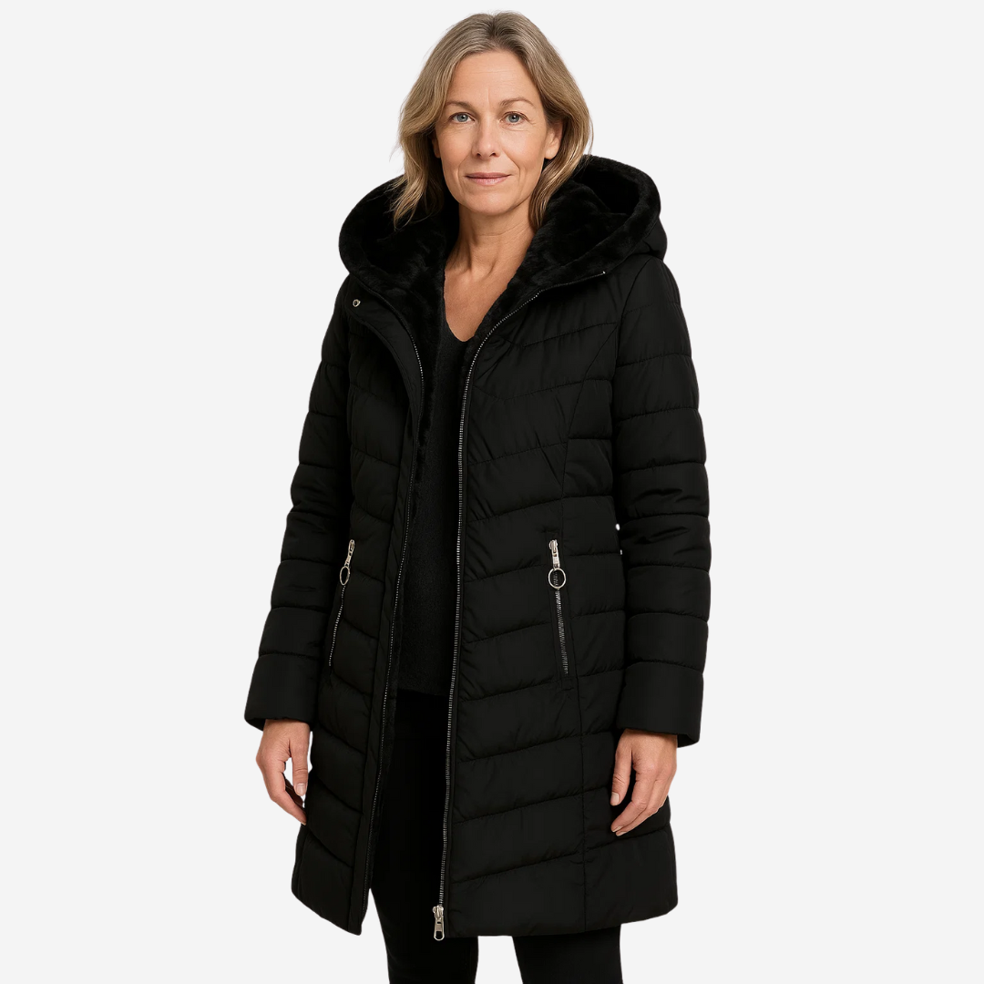 Ginnette | Women's Faux Fur Lined Down Jacket - Hooded Winter Coat