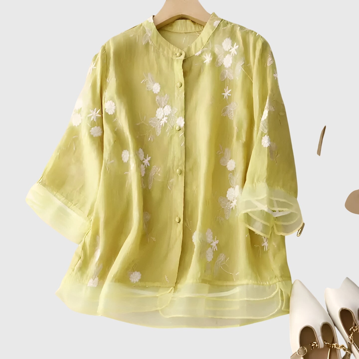 Nellie | Women's Embroidered V-Neck Loose Fit Blouse