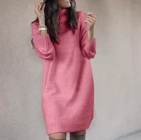 Hetty | Ribbed Knit Roll-Neck Sweater Dress for Women