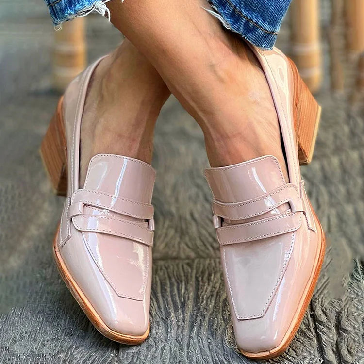 Eden | Women's Loafers Shiny Wide Heel Slip-On
