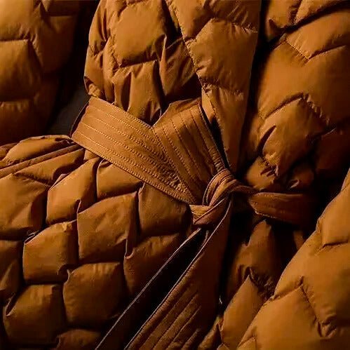 Almut | Shawl Collar Quilted Puffer Coat with Belt for Women
