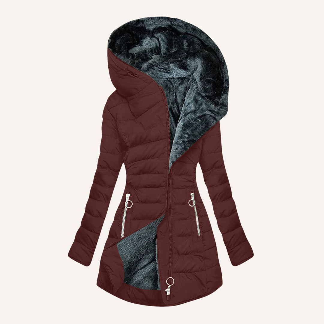 Ginnette | Women's Faux Fur Lined Down Jacket - Hooded Winter Coat