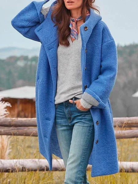 Shay | Women's Long Coat Relaxed-Fit Button Front Winter
