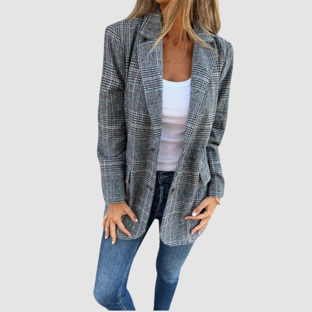 Selena | Women's Plaid Blazer Coat Tailored Fit – Office to Weekend