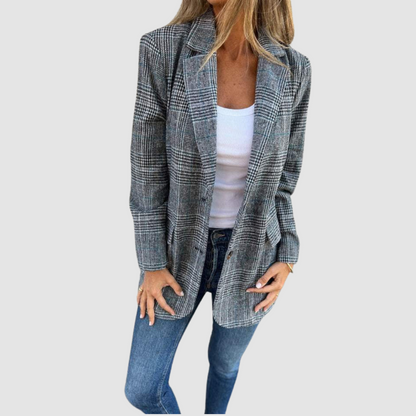 Selena | Women's Plaid Blazer Coat Tailored Fit – Office to Weekend