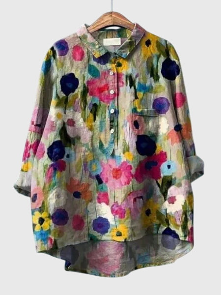 Valeria | Women's Floral V-Neck Long Sleeve Blouse – Work