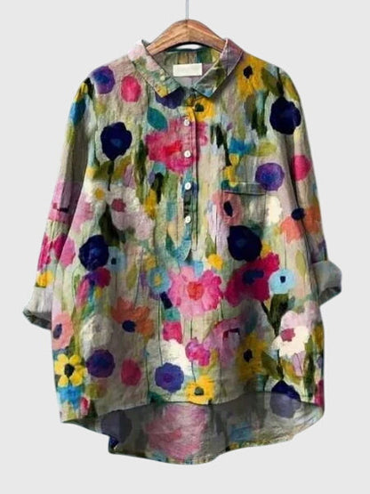 Valeria | Women's Floral V-Neck Long Sleeve Blouse – Work