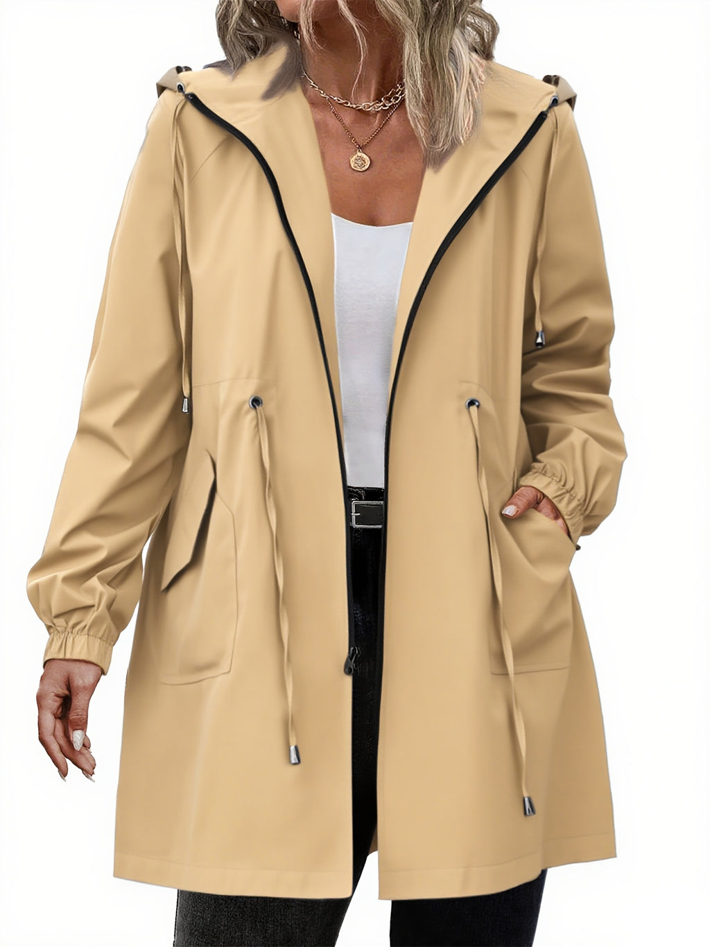 Constance | Zip-Up Hooded Longline Jacket with Drawstring