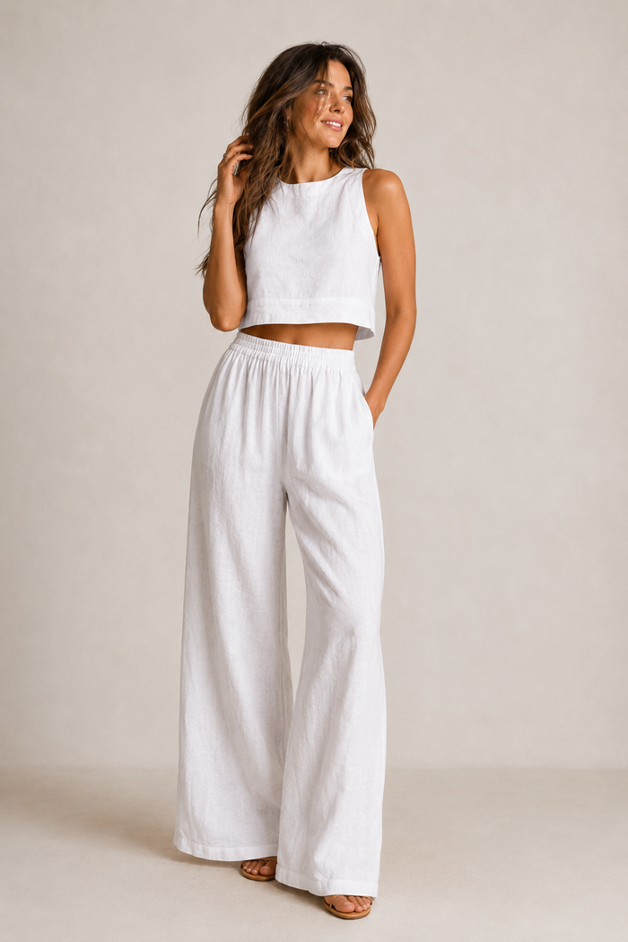 Marlin | Wide-Leg Lounge Set with Cropped Top for Women