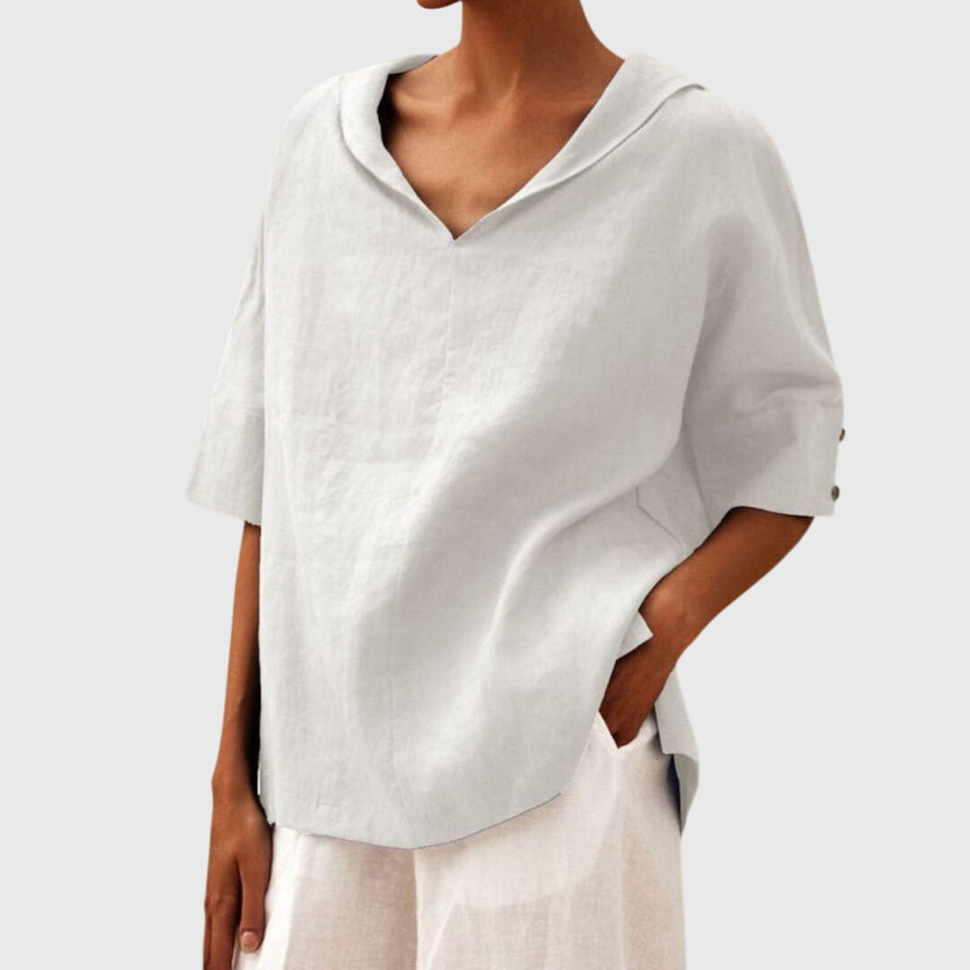 Joanna | Women's Loose-Fit V-Neck Long Sleeve Blouse