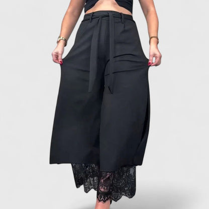 Madonna | Women's Wide Leg High-Waisted Trousers - Elegant Evening