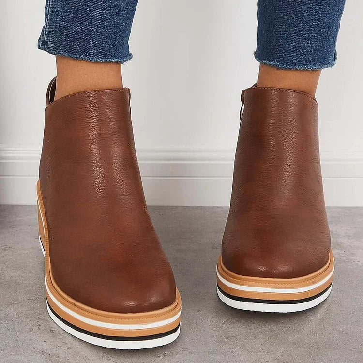 Anja Side-Zip Ankle Boots with Almond Toe for Women
