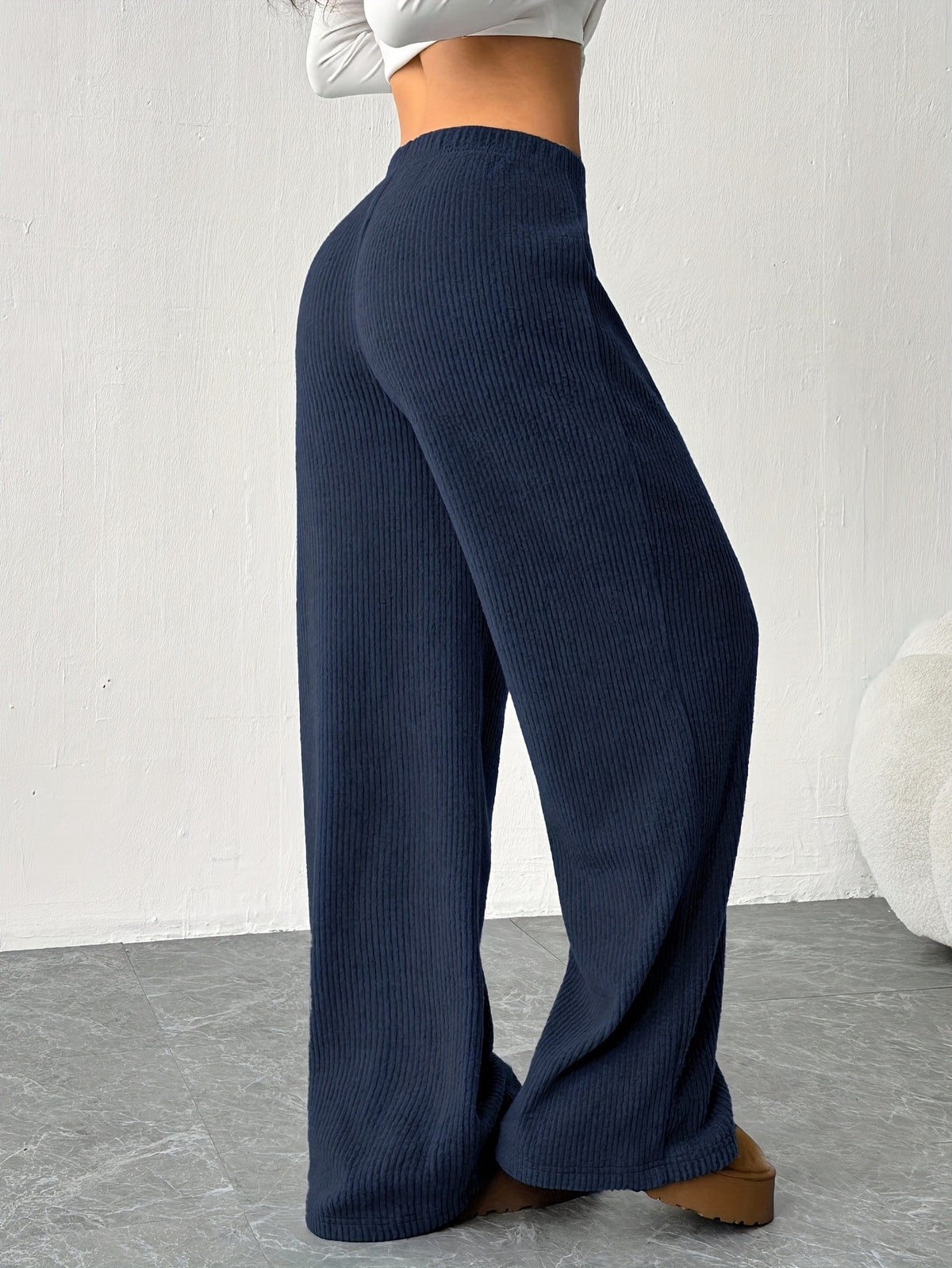 Erna | Ribbed Wide-Leg Sweatpants with Drawstring for Women