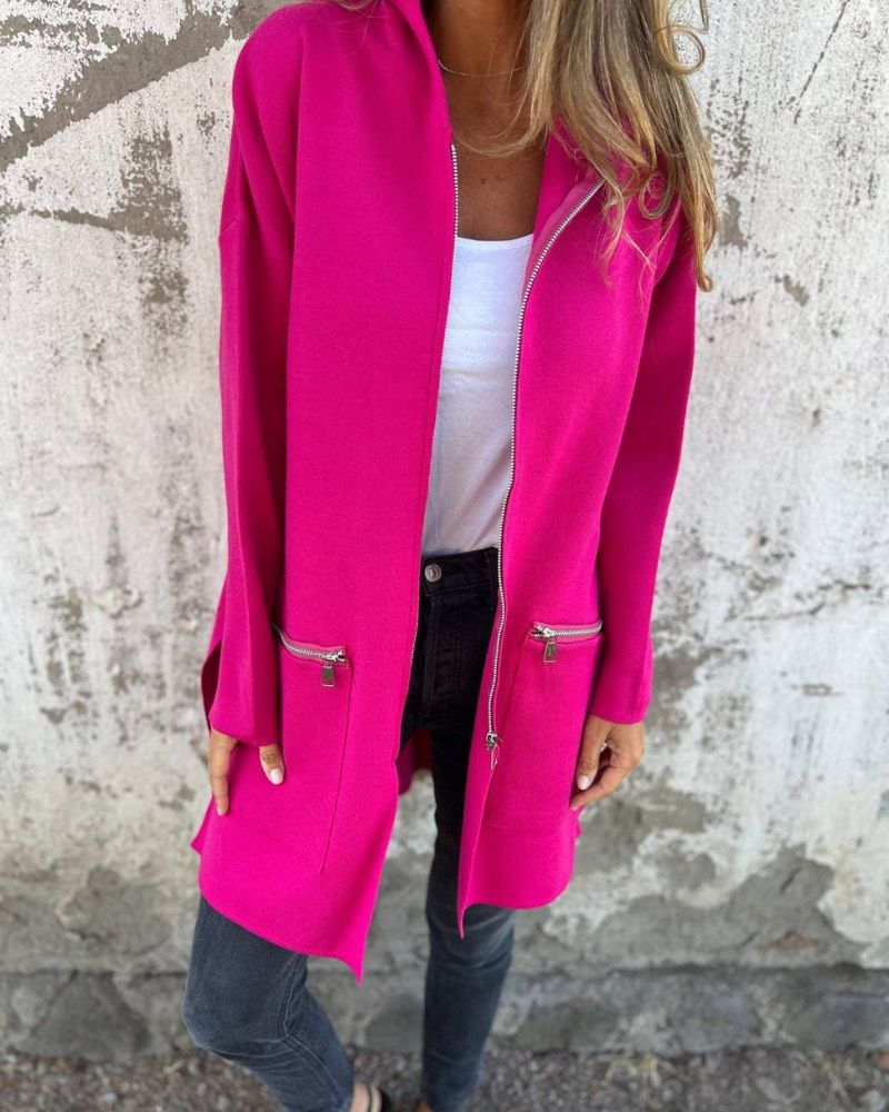 Nyvren | Hooded Zip-Up Longline Cardigan for Women