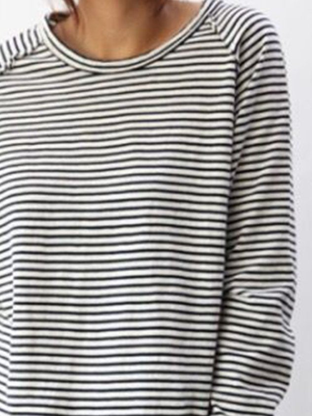 Corinne | Striped Crew Neck Long Sleeve Top for Women