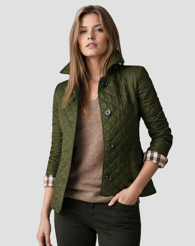 Ilaria | Quilted Button-Front Jacket with Collar for Women