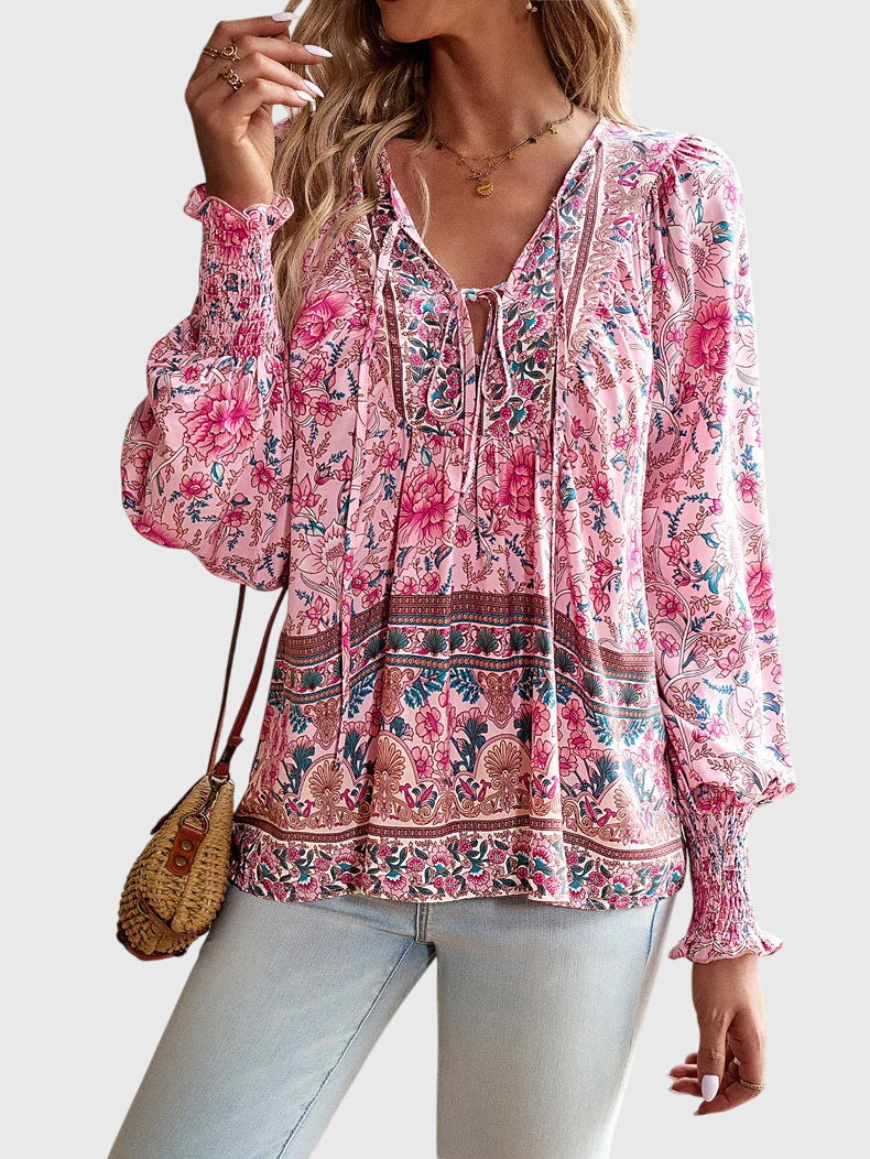 Lexi | Women's V-Neck Long Sleeve Pullover Blouse