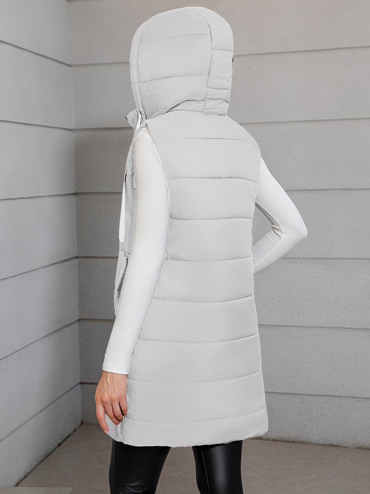 Felicia Quilted Longline Puffer Jacket with Hood for Women