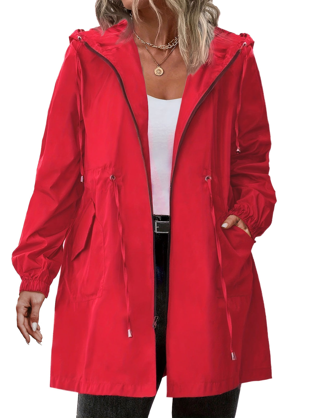 Constance | Zip-Up Hooded Longline Jacket with Drawstring