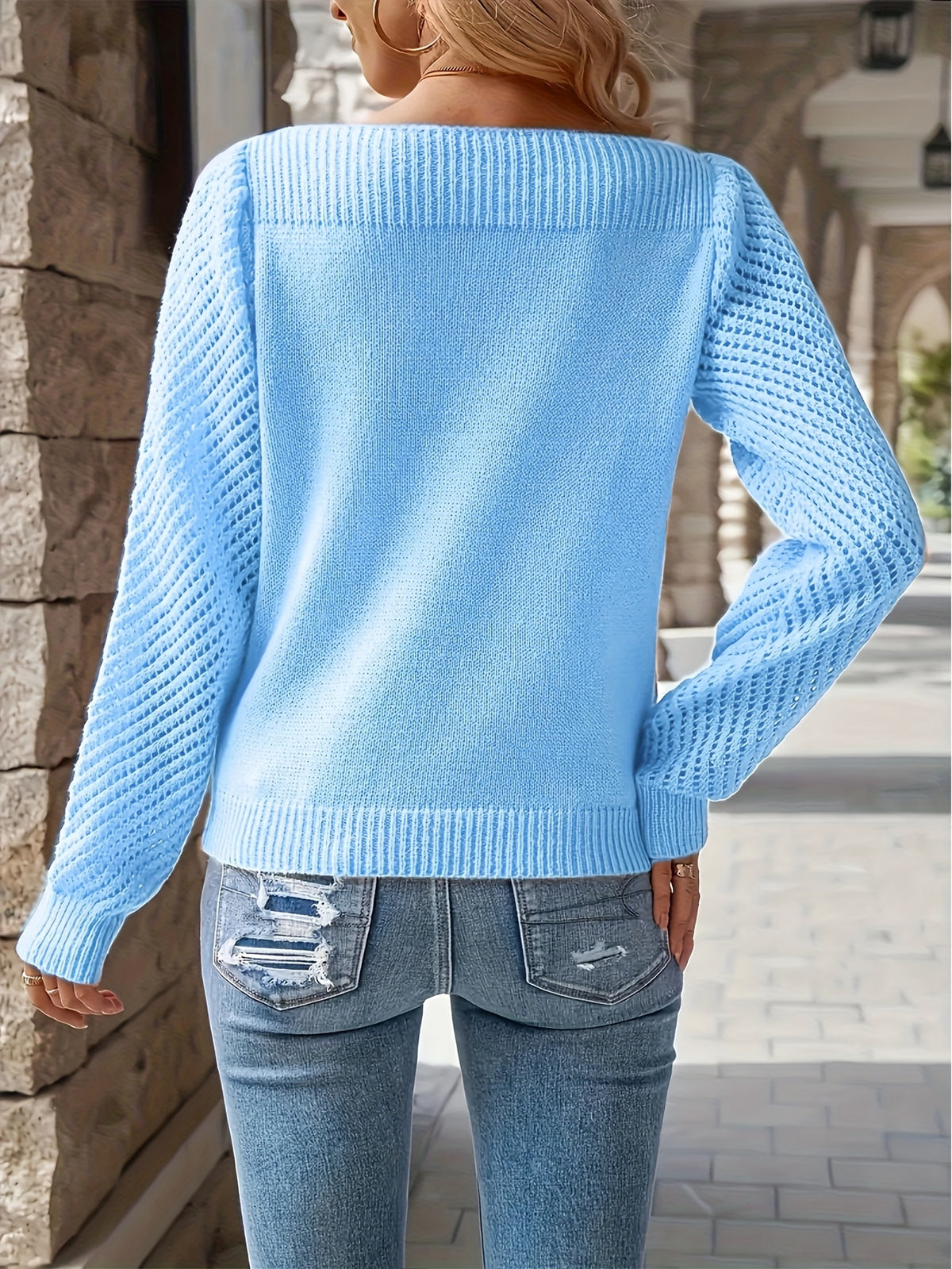 Daniëlle | Cutout-Sleeve Ribbed Knit Sweater for Women