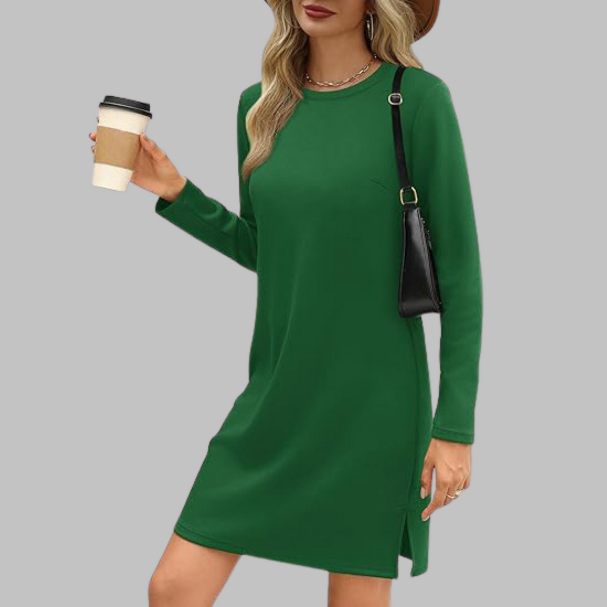 Gretchen | Round Neck Straight-Cut Long Dresses Sleeve for Women