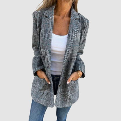 Selena | Women's Plaid Blazer Coat Tailored Fit – Office to Weekend
