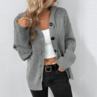 Alexa | Ribbed Hooded Button-Front Cardigan for Women