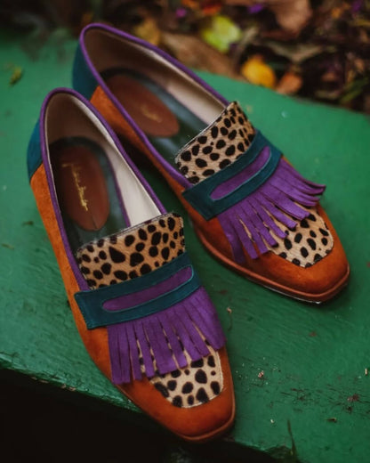 Hallie | Women's Leopard Print Tassel Loafers Slip-On Flats