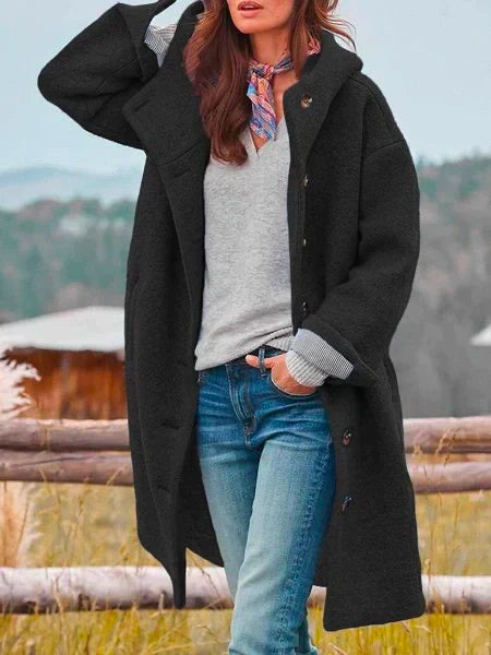 Shay | Women's Long Coat Relaxed-Fit Button Front Winter