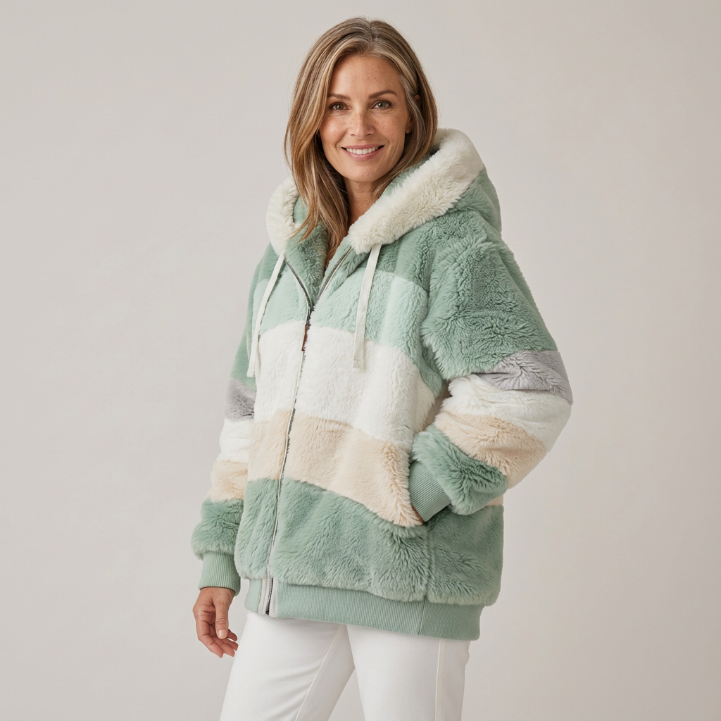 Kristia Women's Hooded Winter Jacket - Zip Front Parka Style