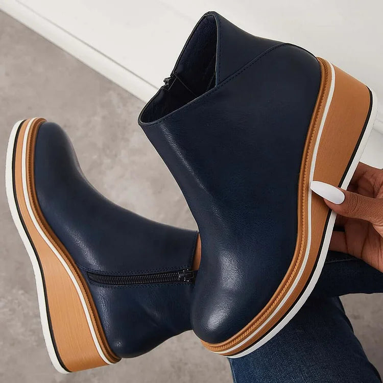 Anja Side-Zip Ankle Boots with Almond Toe for Women