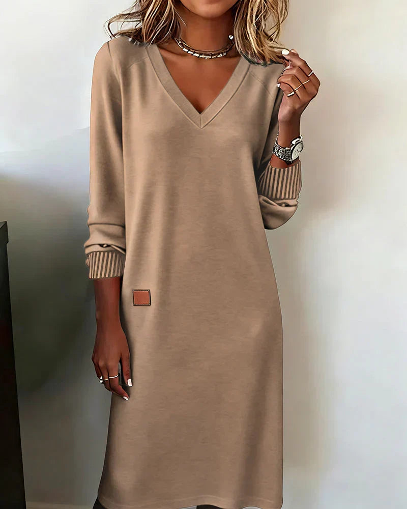 Anke | V-Neck Midi Dress with Pockets for Women