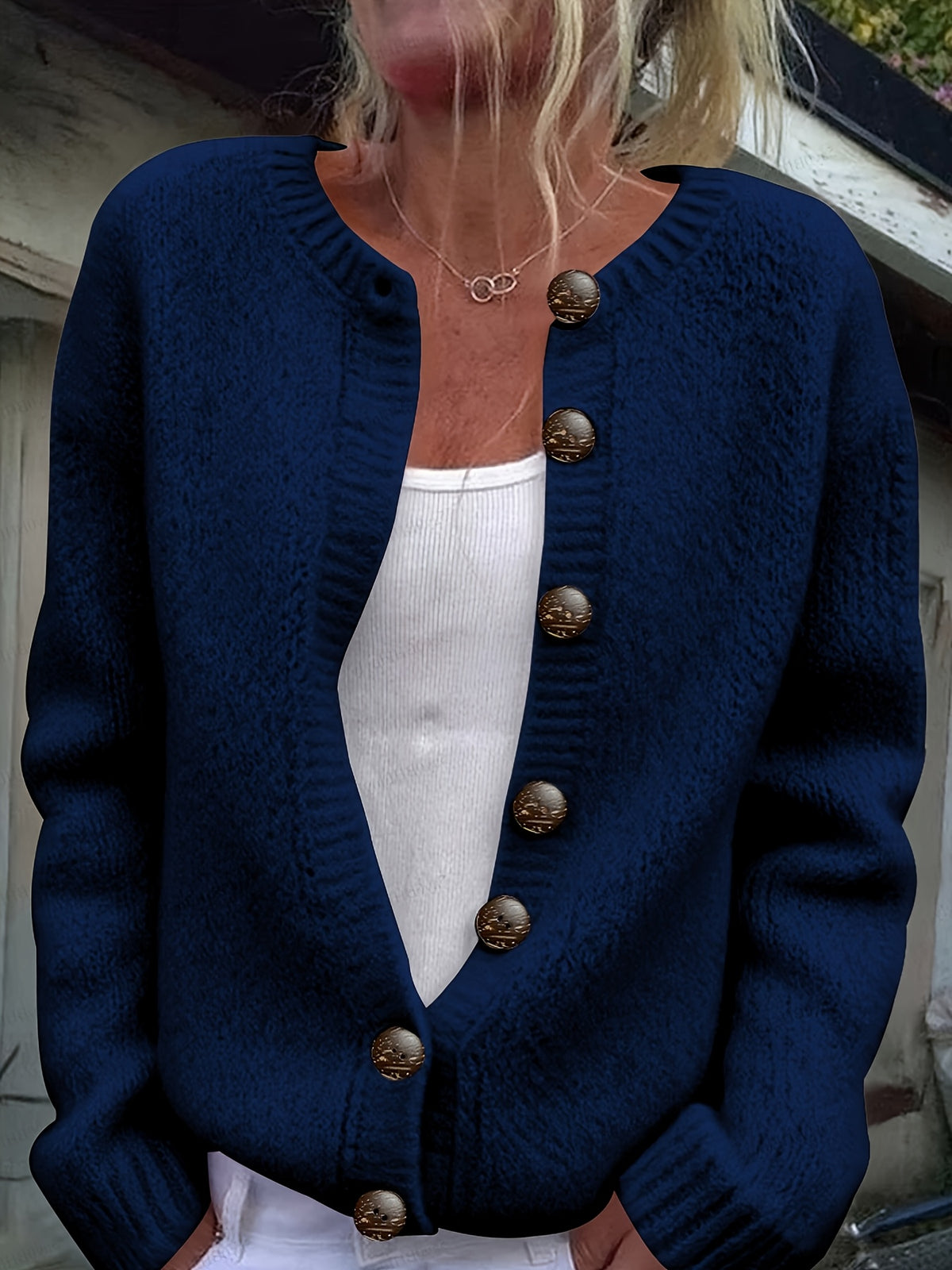 Caitlin | Ribbed Button-Front Knit Cardigan for Women