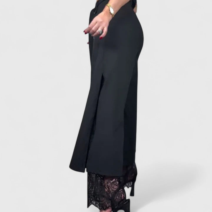 Madonna | Women's Wide Leg High-Waisted Trousers - Elegant Evening