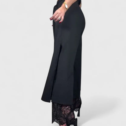 Madonna | Women's Wide Leg High-Waisted Trousers - Elegant Evening