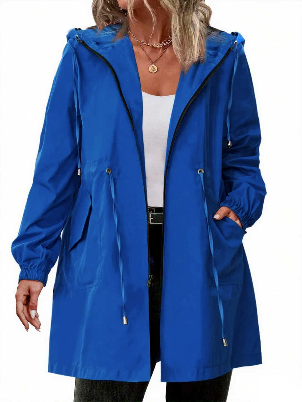 Constance | Zip-Up Hooded Longline Jacket with Drawstring