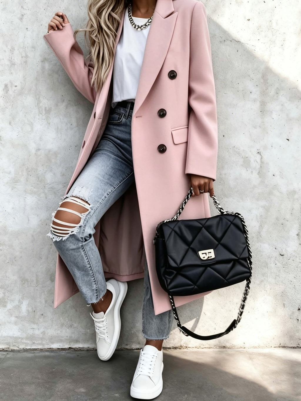 Benedikte | Double-Breasted Longline Tailored Coat for Women