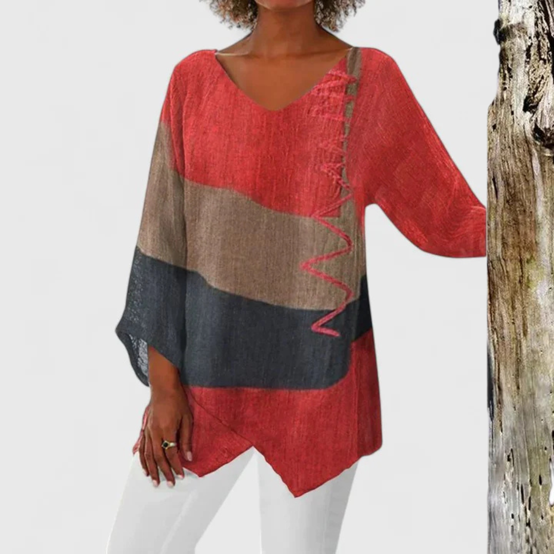 Elysia | Women's V-Neck Tunic Blouse for Work