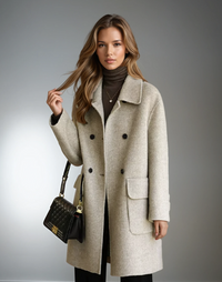 Maliah | Women's Long Coat Double-Breasted Relaxed-Fit Winter Style