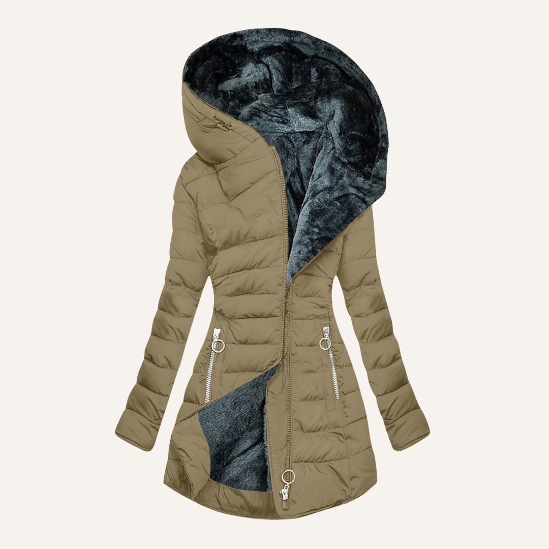 Ginnette | Women's Faux Fur Lined Down Jacket - Hooded Winter Coat