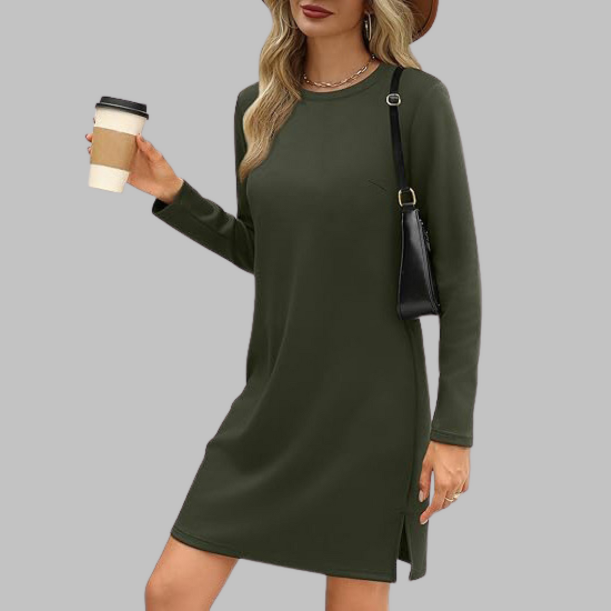 Gretchen | Round Neck Straight-Cut Long Dresses Sleeve for Women